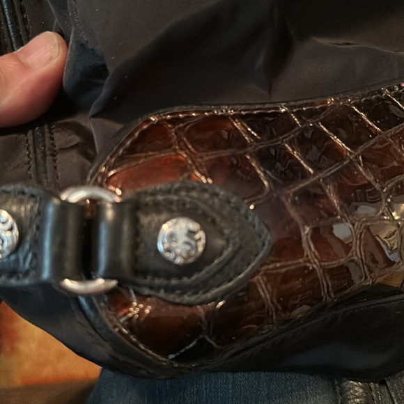 Brighton Twister Bennett Nylon Croco Patent Top Handle Zipper Backpack Bag Purse - Picture 10 of 10